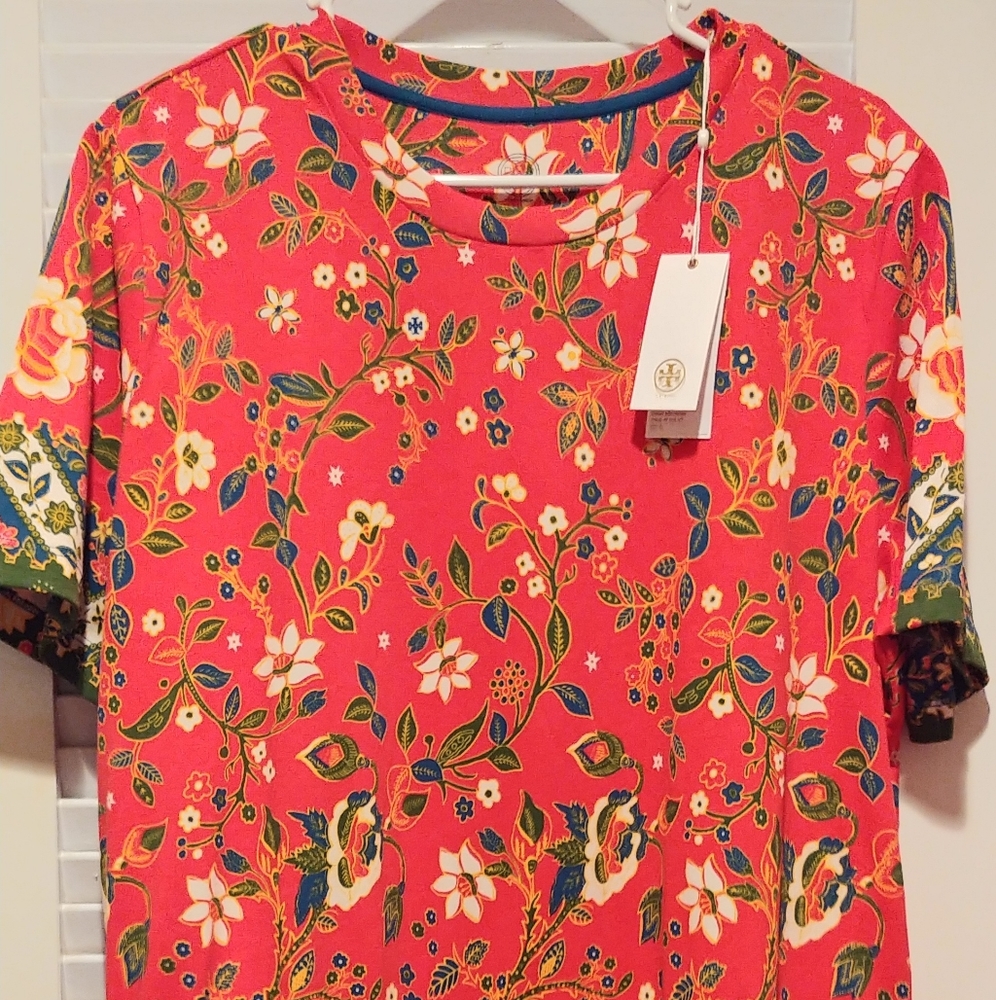 NWT TORY BURCH SZ XL FLORAL TEE SHIRT DRESS